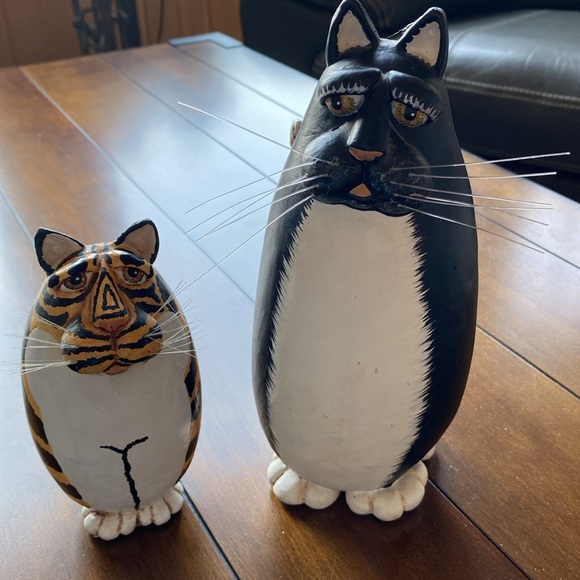 Lot of 2 Vintage Vicki Thomas Gourd Shaped Cats Enesco Corporation 1997 - Picture 2 of 8